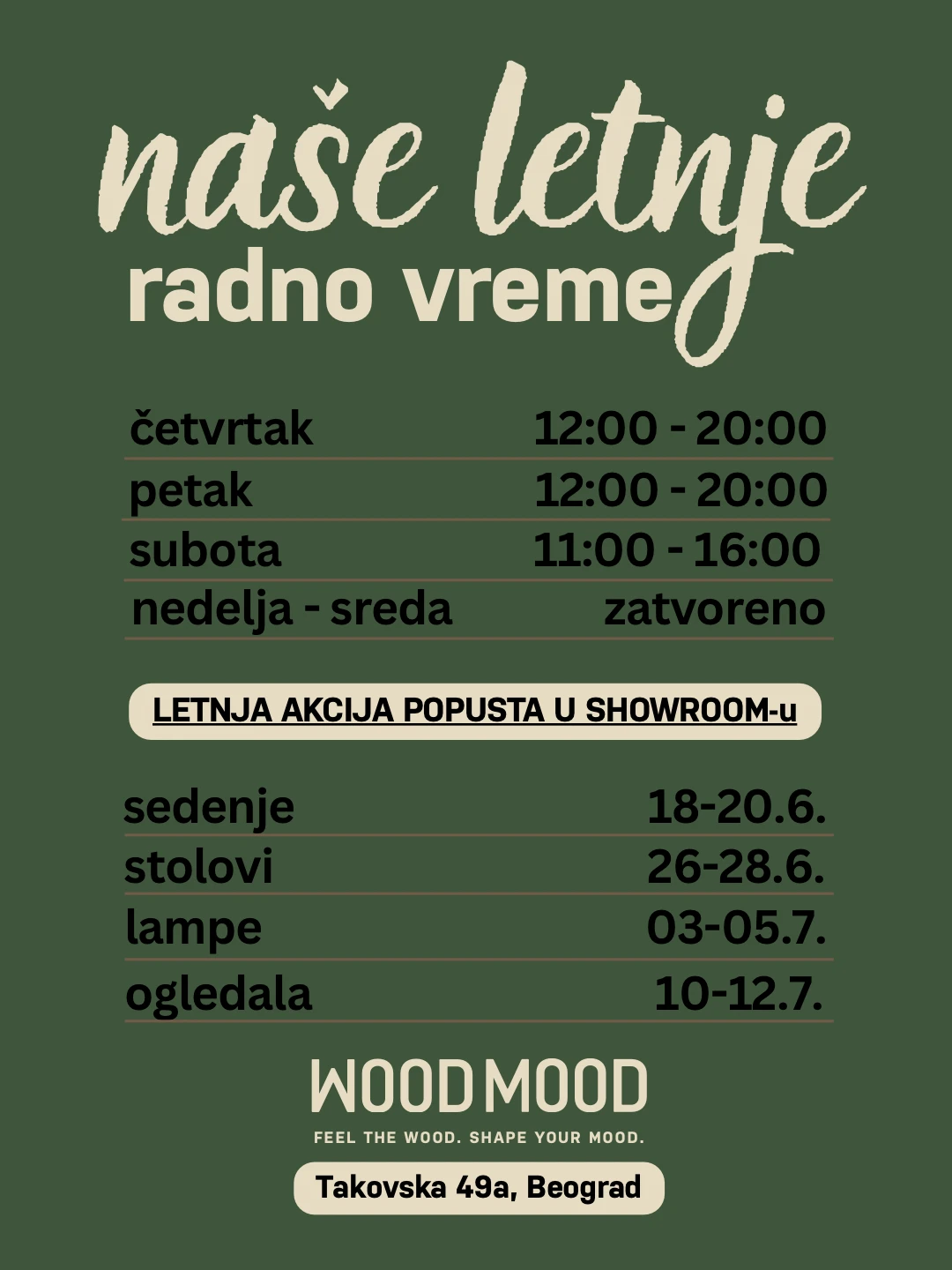 LETNJE RADNO VREME